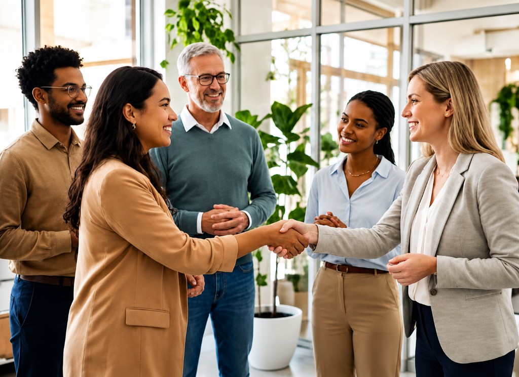 Trusted professionals celebrating a successful loan approval